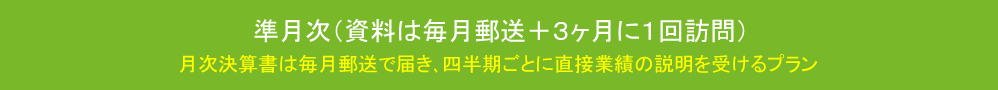 準月次（資料は毎月郵送+３ヶ月に１回訪問）